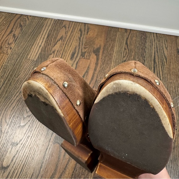 Avellini Brown suede Italian wooden clogs Size 39/8 - Picture 7 of 9